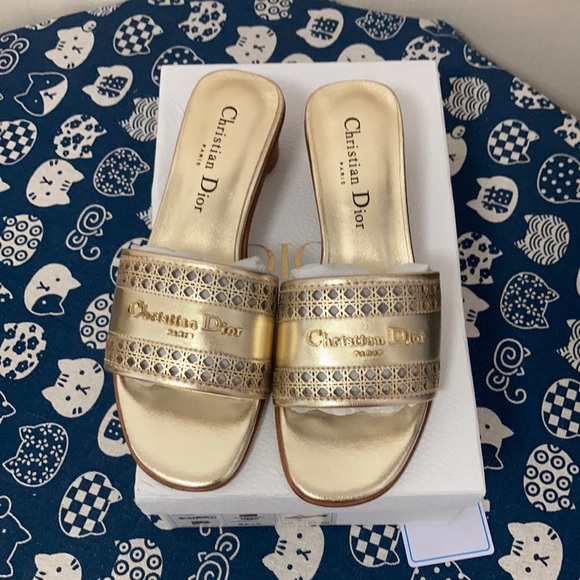 Dior Women's Gold Slide Sandals
